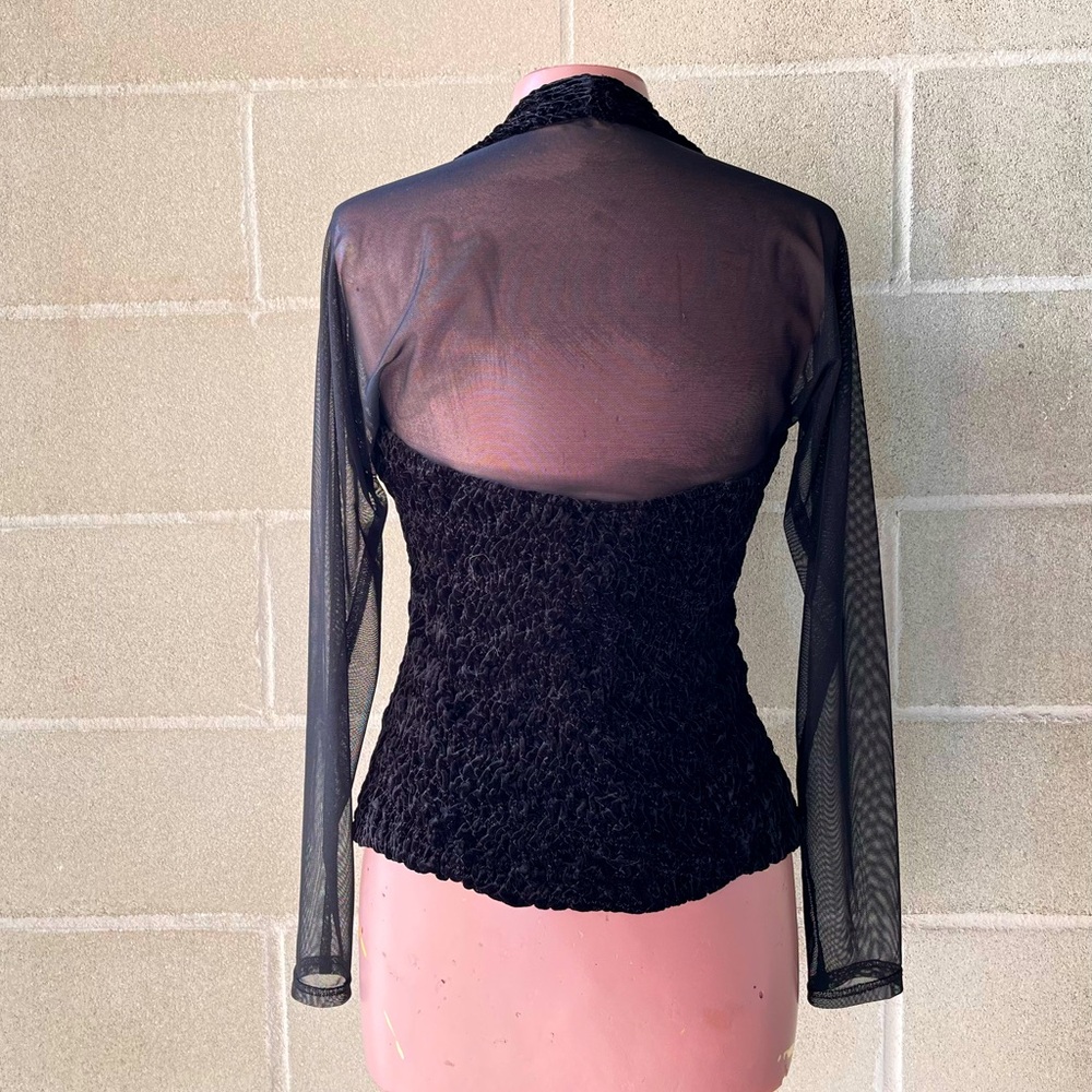 VINTAGE 90s sexy velvet top with sheer back and sleeves